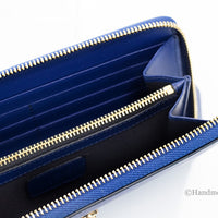 Versace Navy Leather Medusa Continental Clutch Wallet